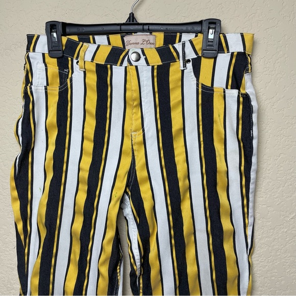 Donna L'Oren Black Yellow White Stripe Jeggings Pants - Picture 2 of 9